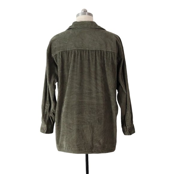 SOLD vintage 90s olive wide wale corduroy shirt jacket XL womens green - Picture 3 of 6